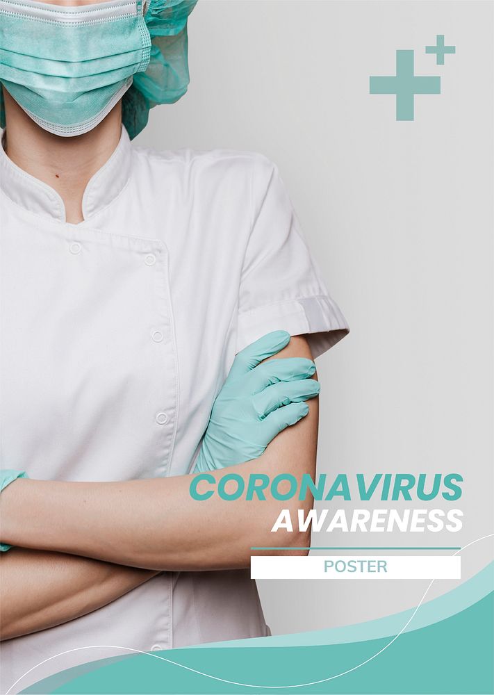 Coronavirus awareness to support medical professionals template vector