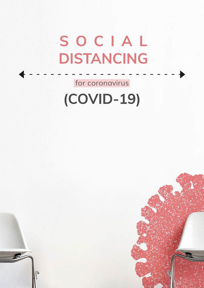 Coronavirus social distancing poster template mockup