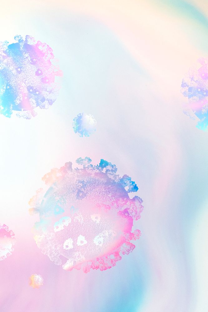 Coronavirus under a microscope on a pastel background illustration
