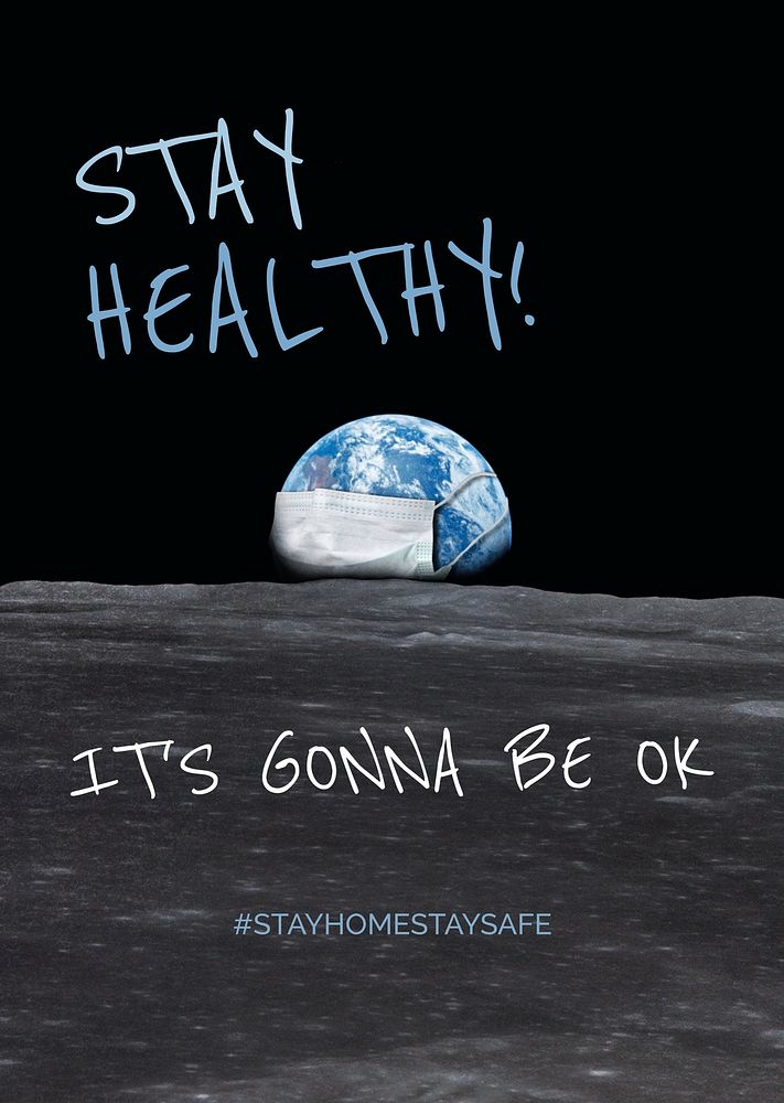 Stay healthy, it's gonna be ok during coronavirus pandemic poster template mockup