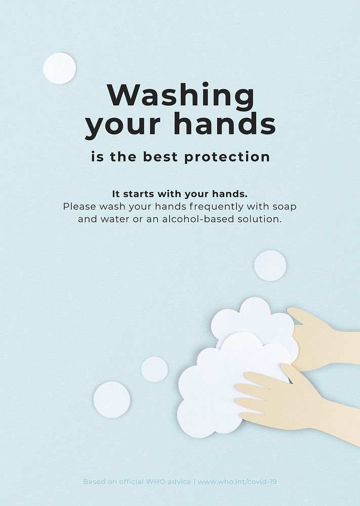 Washing your hands to prevent coronavirus contamination poster template mockup