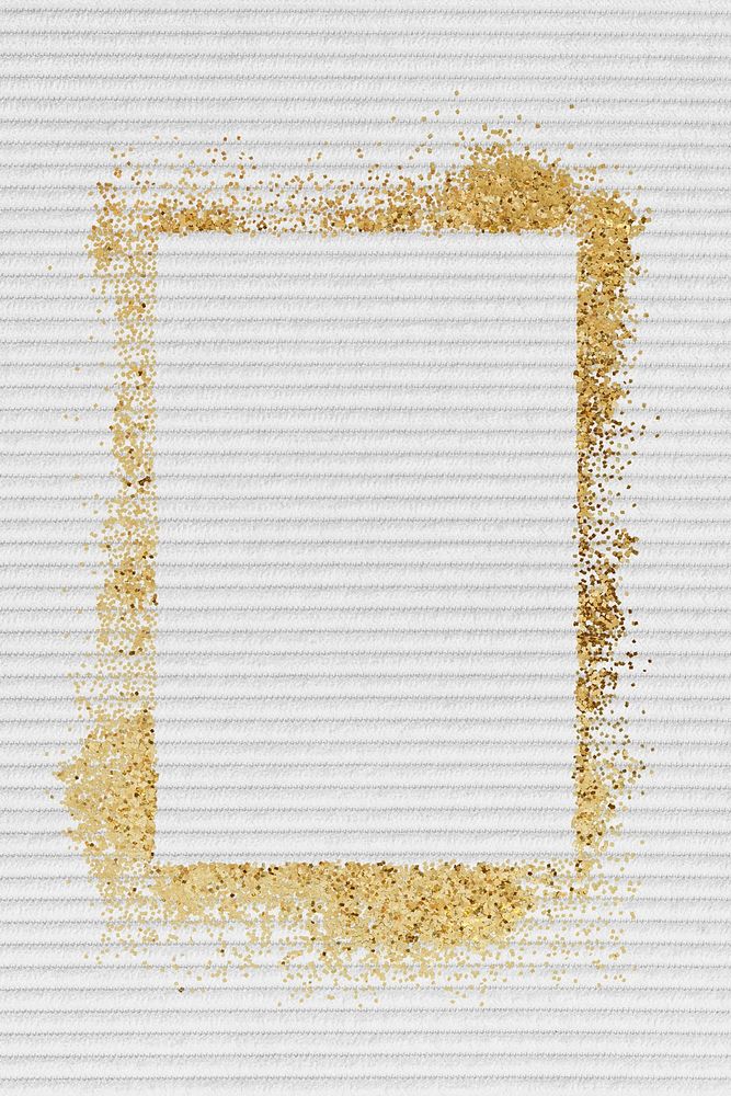 Glittery rectangle  frame on a white textured background