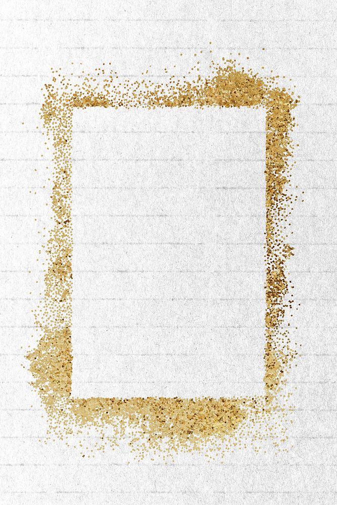 Glittery rectangle frame on a white paper textured background
