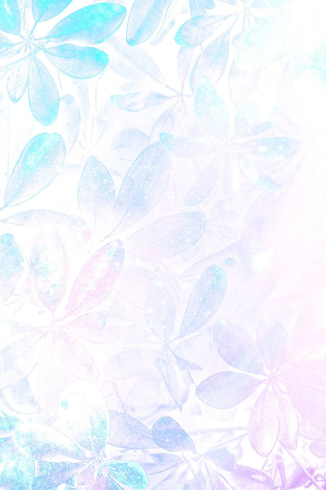 Holographic Leafy plant patterned background