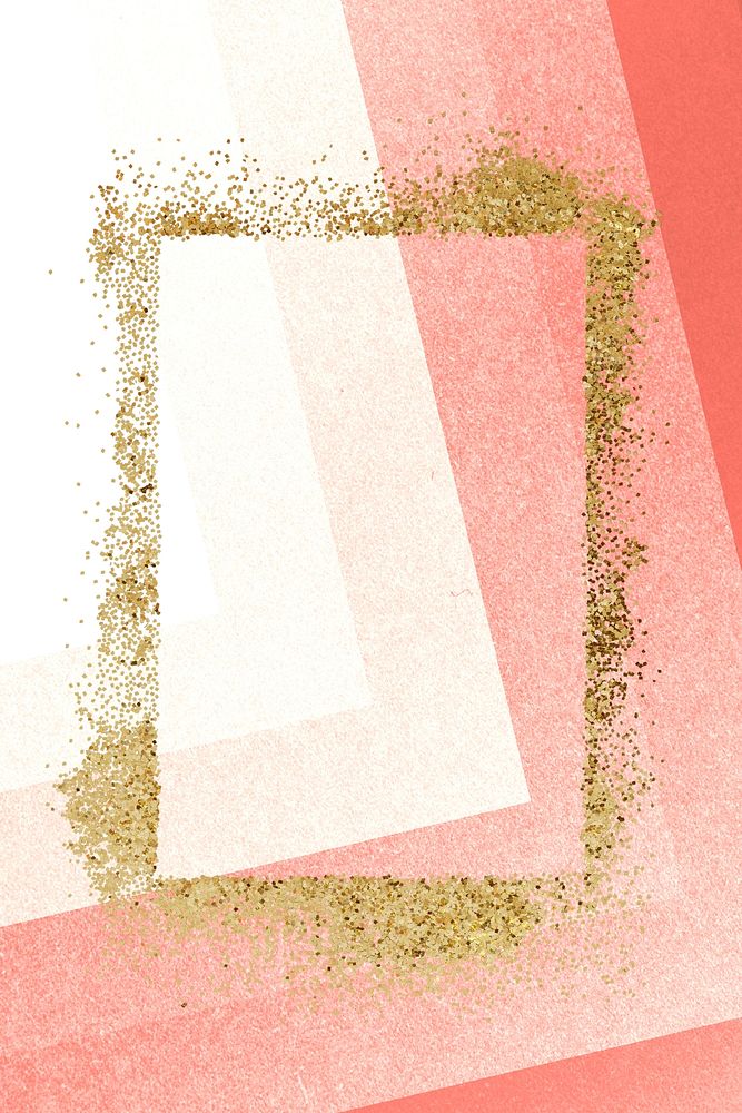 Glittery rectangle frame on an ombre red layer patterned background