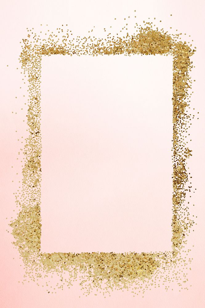 Glittery rectangle  frame on an old rose pink background
