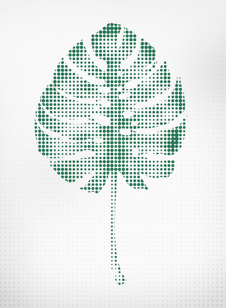 Monstera leaf halftone style design element halftone style illustration