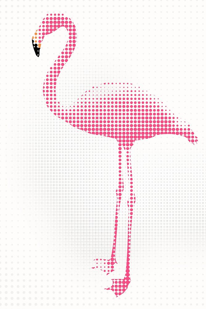 Pink flamingo halftone style design element illustration