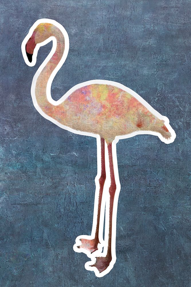 White flamingo bird sticker design element illustration