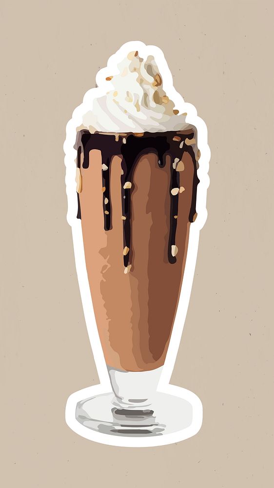 Vectorized Chocolate milkshake sticker with a white border