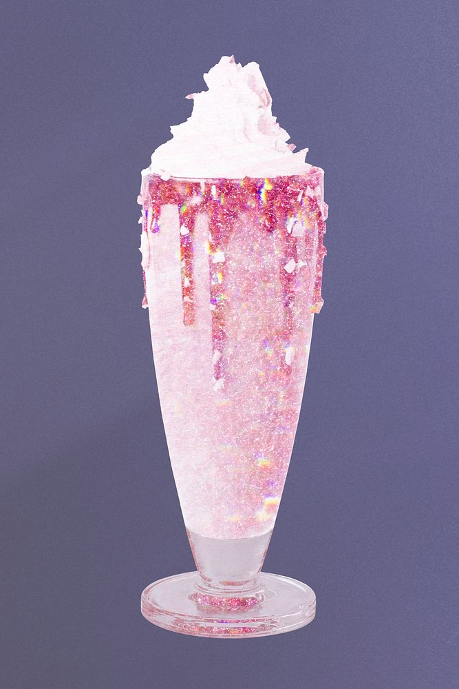 Pink holographic milkshake design element