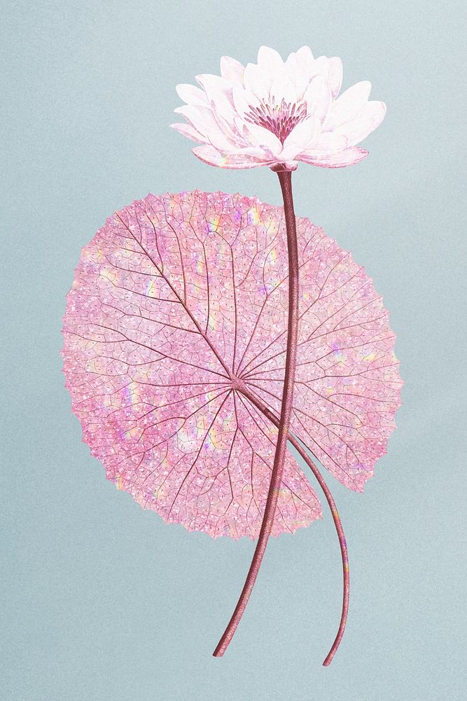 Pink holographic Egyptian lotus design element