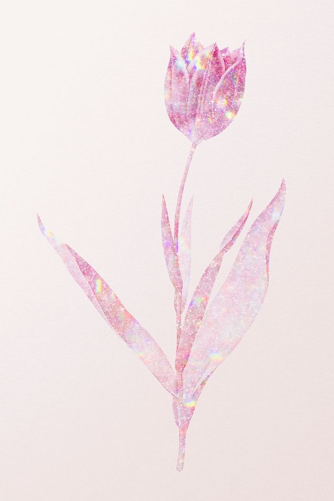Pink holographic tulip design element