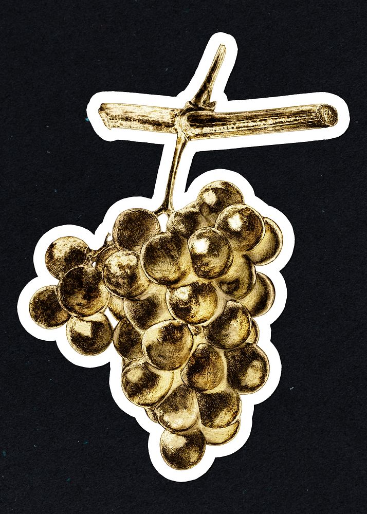 Gold grapes sticker with a white border