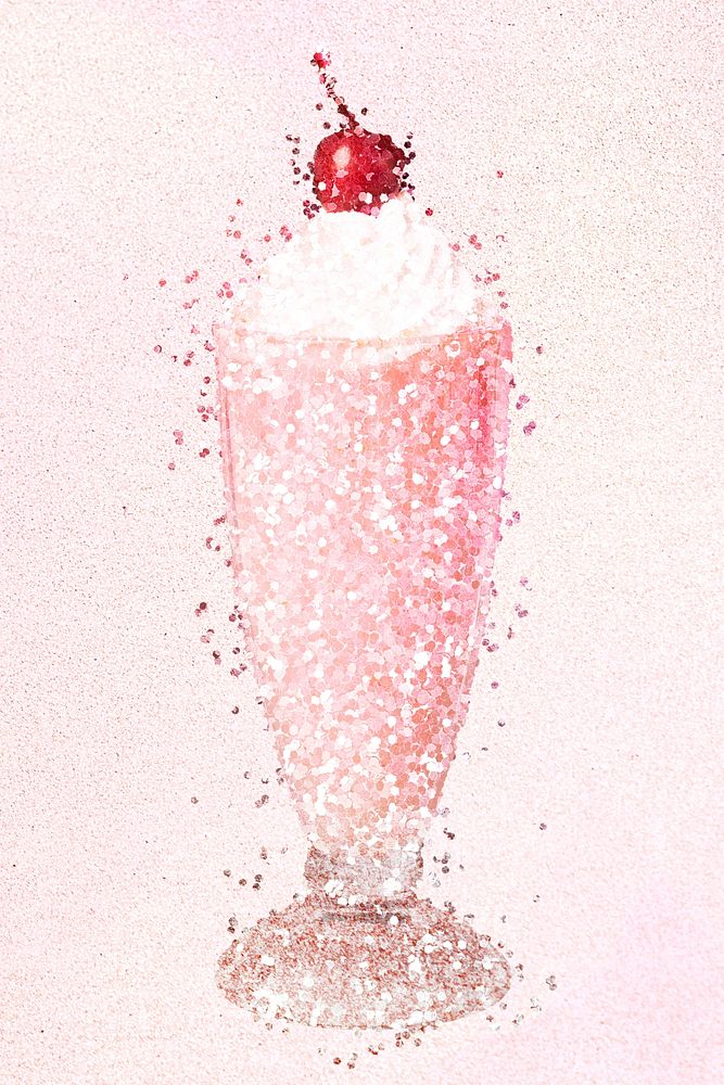 Glitter strawberry milkshake design element