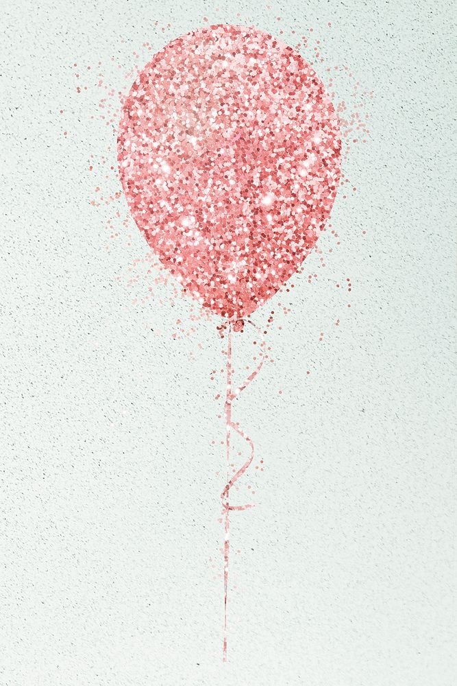 Glittery pink balloon sticker overlay design resource 