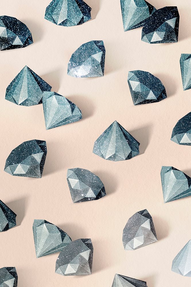 Blue paper craft diamond patterned background
