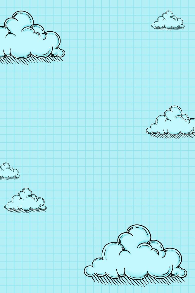 Sky blue cloudy grid frame design resource 