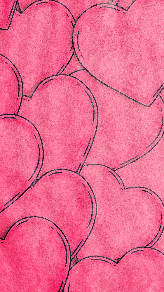 Hand drawn heart background design resource