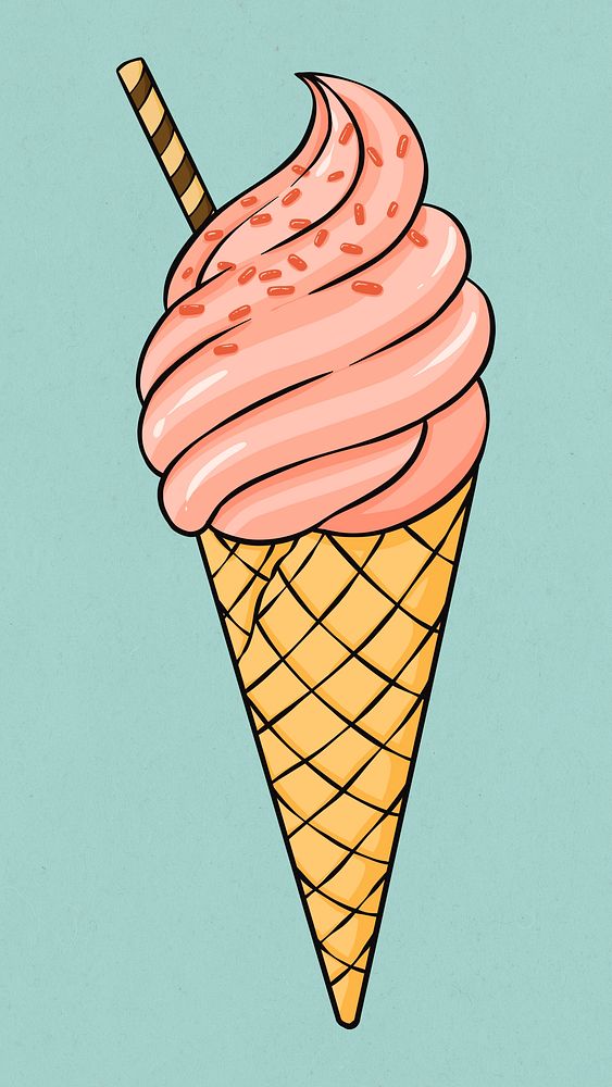 Psd vintage ice cream dull colorful cartoon illustration