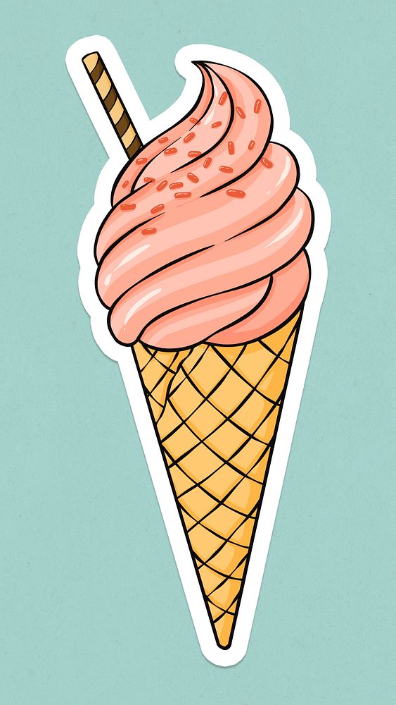 Psd cartoon sticker ice cream hand drawn clipart