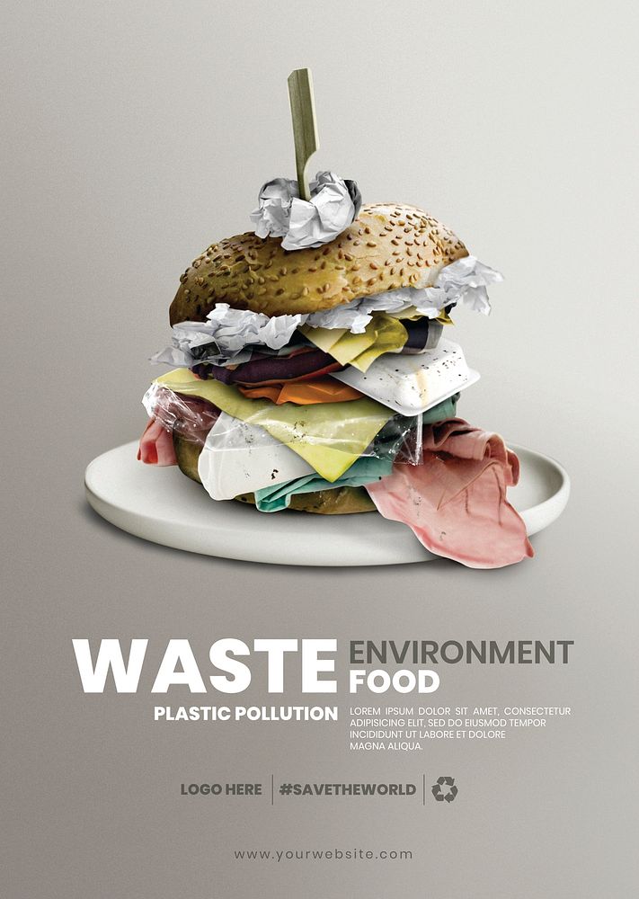 Food and environment waste pollution template
