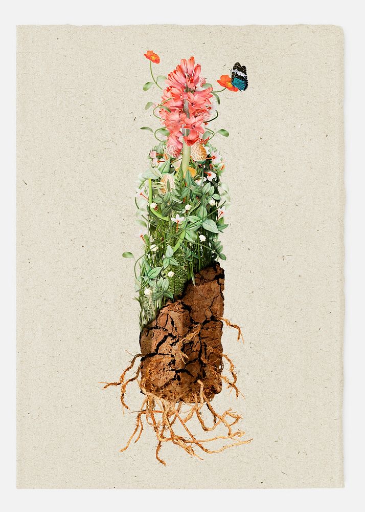 Flowers growing out of the earth sticker
