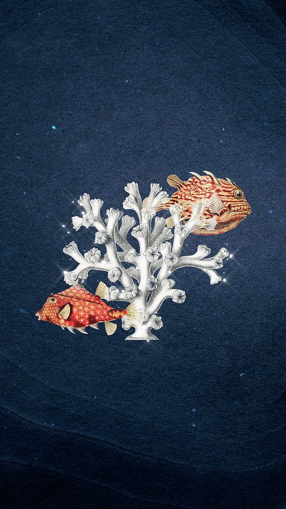 Marine life with coral reef background design resource
