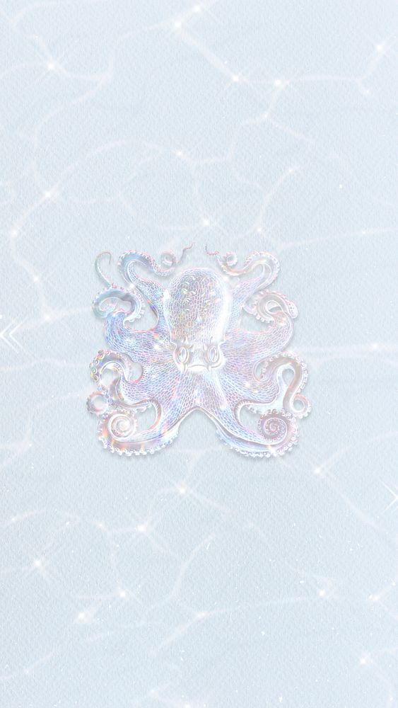 Silver holographic octopus background design element