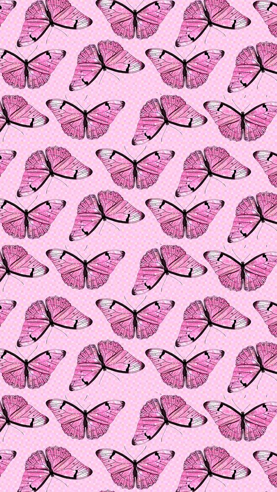 Glittery pink moth patterned background