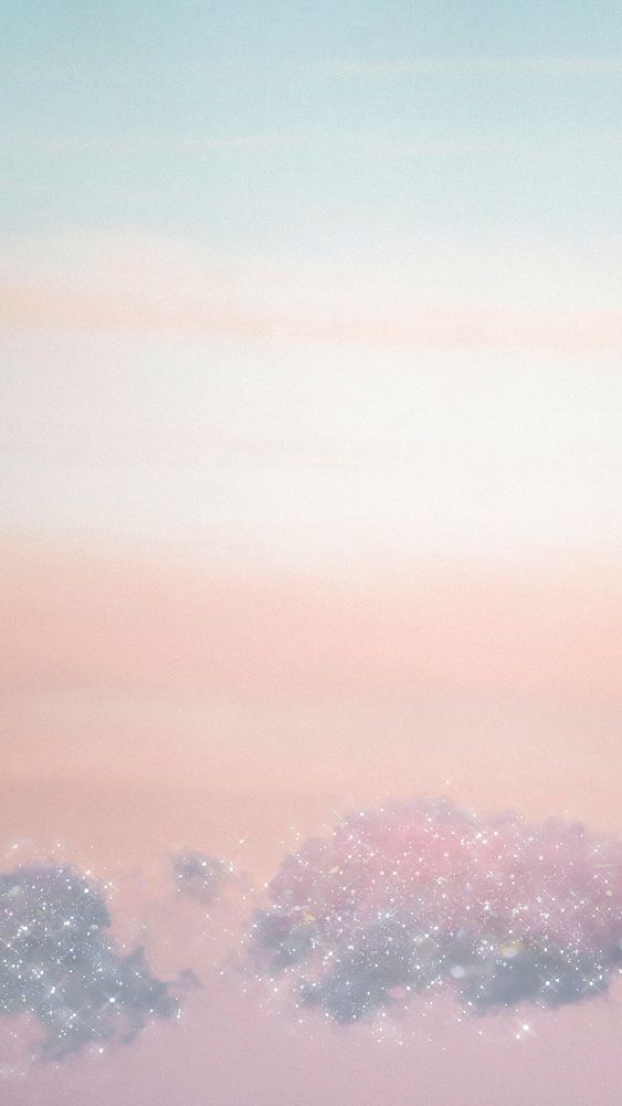 Sparkly clouds on a pink sky mobile wallpaper