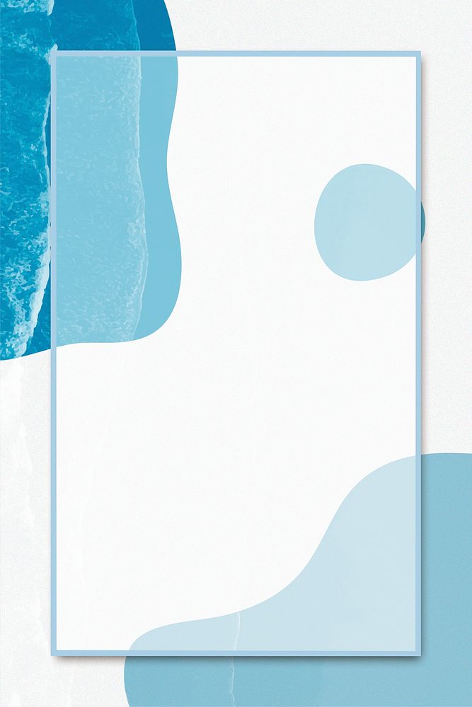 Sky blue rectangular frame on blue wavy texture illustration