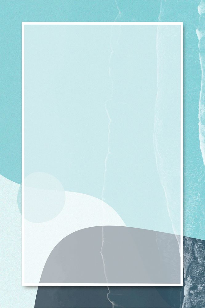 White rectangular psd frame on turquoise wavy texture illustration