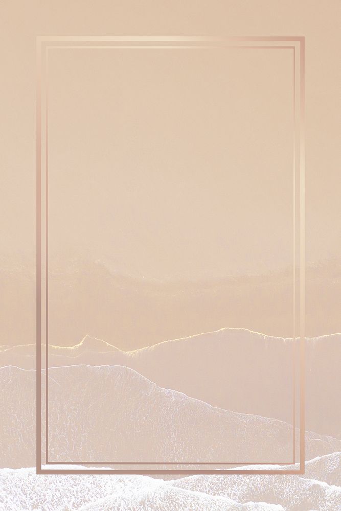 Rose gold psd frame on beige wavy texture illustration
