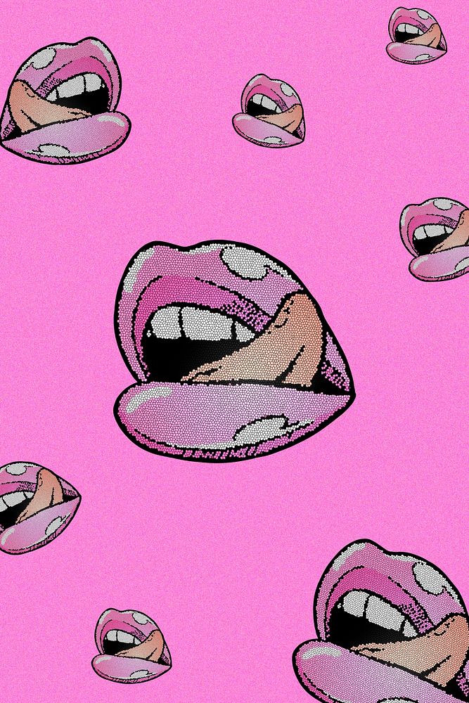 Pink lips on background design resource