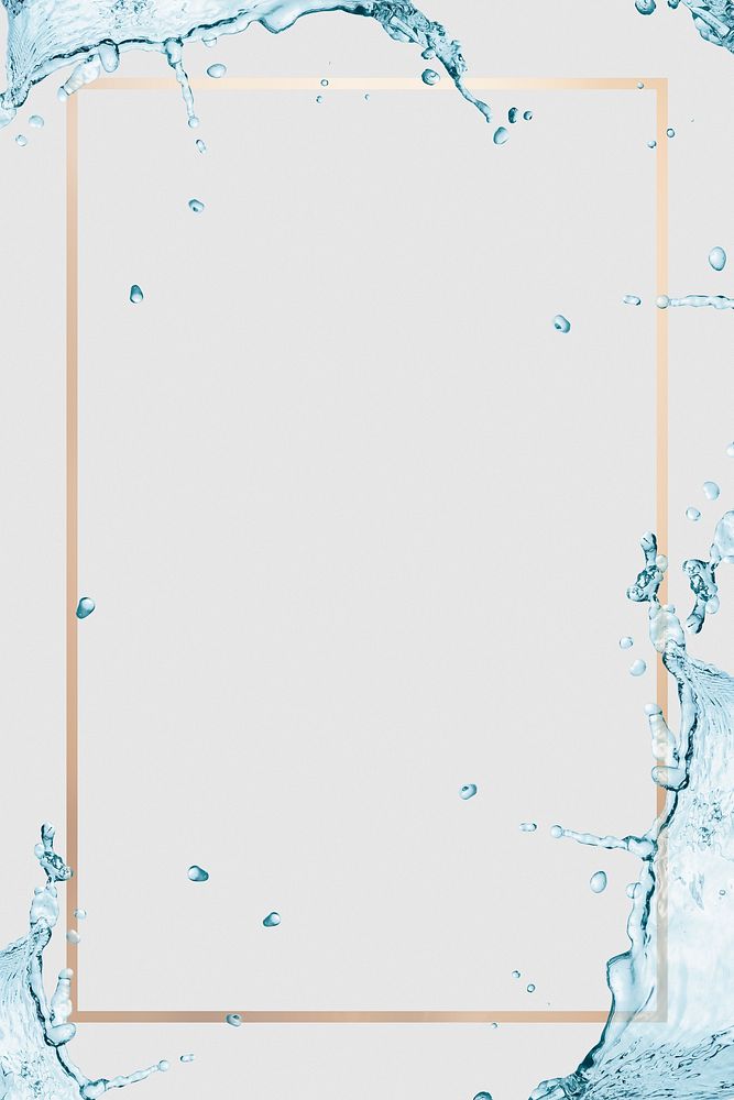 Water splashing with a golden frame design resource 