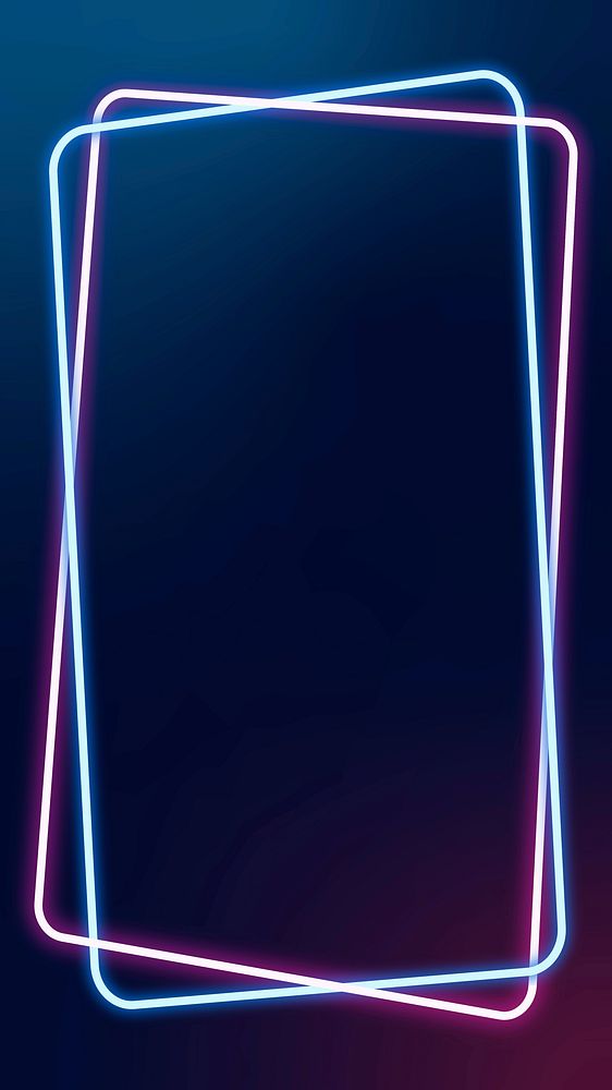 Glowing pink and blue neon frame vector