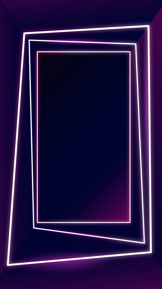 Glowing pink neon frame on a social story template vector