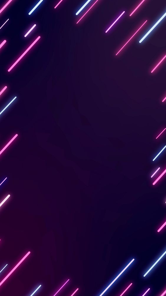 Neon abstract frame on a dark purple phone wallpaper vector