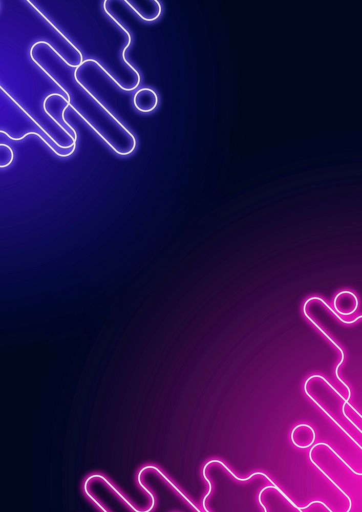 Neon abstract border on a dark purple poster template vector