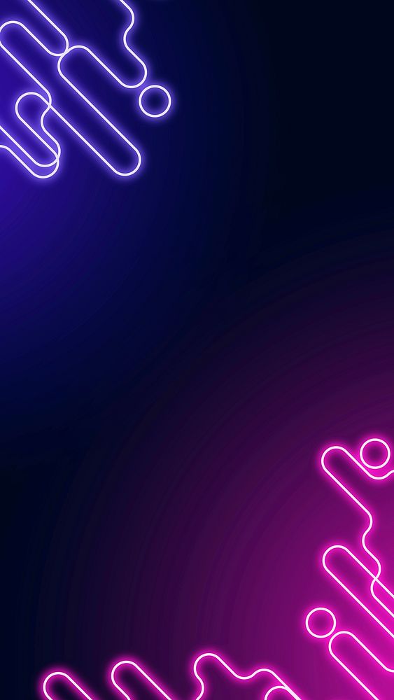 Neon abstract border on a dark purple social story template vector