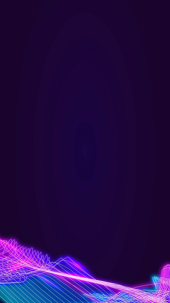 Neon synthwave  border on a dark purple social story template vector