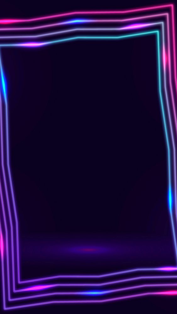 Pink and purple neon frame on a social story template vector