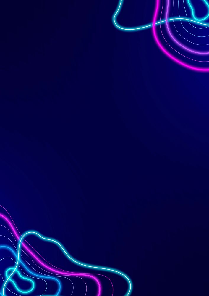 Neon abstract border on a dark blue poster template vector