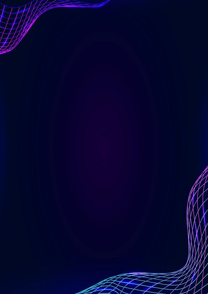 Neon synthwave  border on a dark purple poster template vector