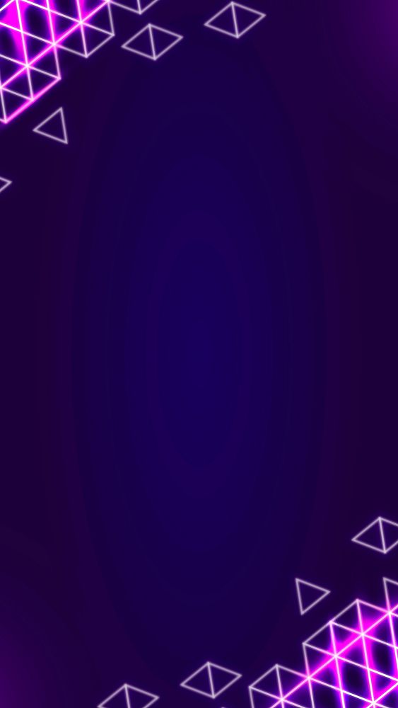 Neon geometric border on a dark purple social story template vector