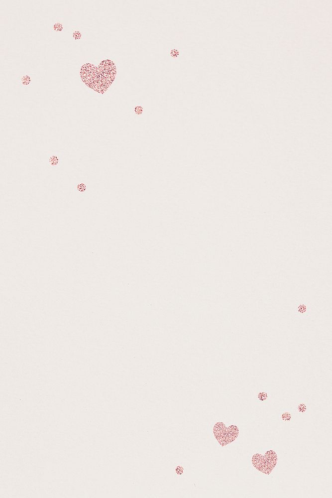 Beige background with pink shimmery hearts pattern