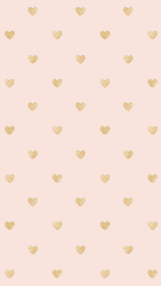 Seamless glittery gold hearts patterned background