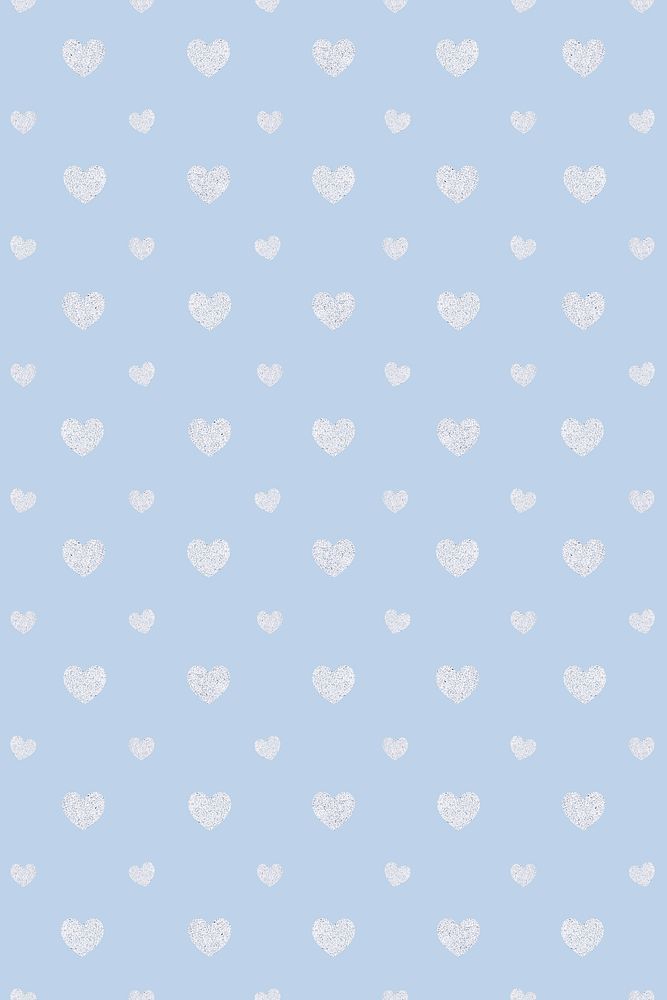 Seamless glittery silver hearts patterned background