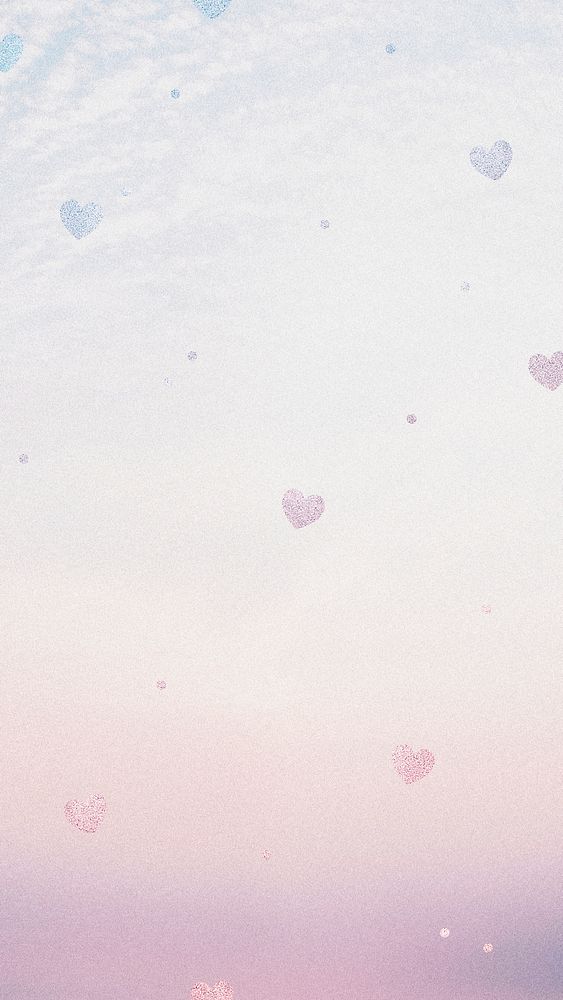Shimmering hearts on a gradient background 